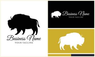 silhouette buffalo bull bison logo vector