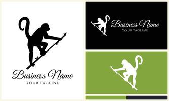 silhouette monkey vector logo template