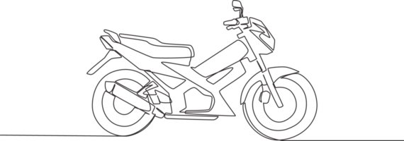 One single line drawing of Asian underbone motorbike logo. Urban ride motorcycle concept. Continuous line draw design illustration png