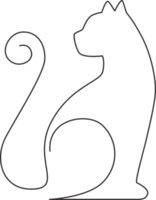 One continuous line drawing of simple cute cat kitten icon. Mammals animal logo emblem concept. Dynamic single line draw graphic design illustration png