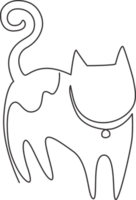 One single line drawing of simple cute cat kitten icon. Kitty pet shop logo emblem concept. Modern continuous line draw graphic design illustration png