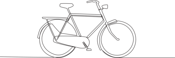 Single continuous line drawing of old classic roadster bicycle. Vintage bike concept. One line draw design illustration png