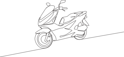 Single continuous line drawing of trendy luxury Asian underbone motorbike logo. Automatic scooter motorcycle concept. One line draw design illustration png