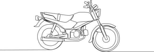 One single line drawing of vintage motorbike logo. Classic rural motorcycle concept. Continuous line draw design illustration png