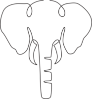 Single continuous line drawing of big cute elephant business logo identity. African safari icon concept. Dynamic one line graphic draw design illustration png