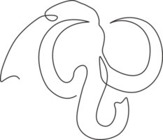 One continuous line drawing of big mammoth company logo identity. Prehistoric animal from ice age icon concept. Dynamic single line draw design graphic illustration png