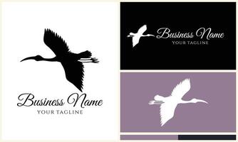 silhouette stork vector logo template