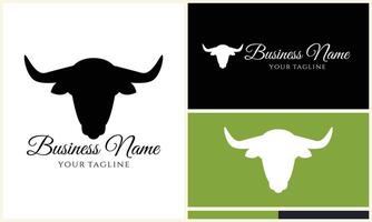 silhouette buffalo bull bison logo vector