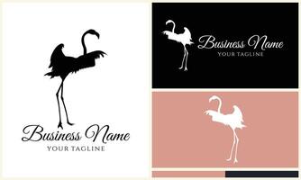 silhouette stork flamingo logo template vector