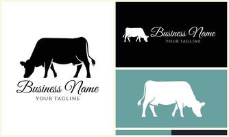 silhouette cow buffalo logo template vector