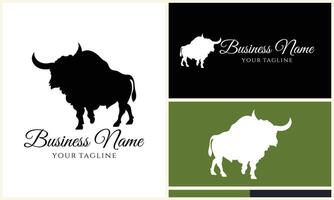 silhouette buffalo bull bison logo vector