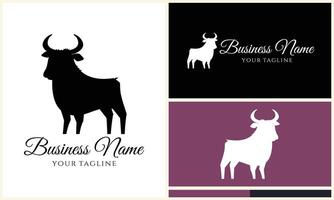 silhouette buffalo bull bison logo vector