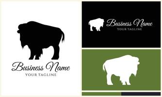 silhouette buffalo bull bison logo vector