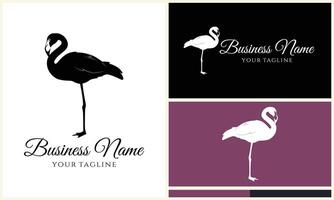 silhouette stork flamingo logo template vector