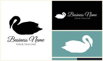 silhouette duck swim logo template vector