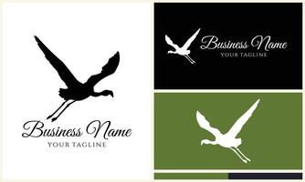 silhouette stork vector logo template