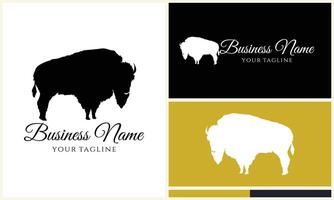 silhouette buffalo bull bison logo vector