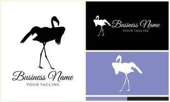 silhouette stork flamingo logo template vector