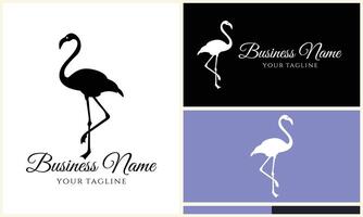 silhouette stork flamingo logo template vector