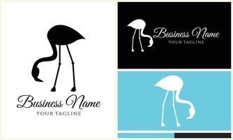 silhouette stork flamingo logo template vector