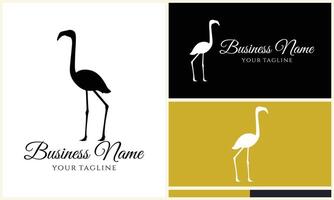 silhouette stork flamingo logo template vector