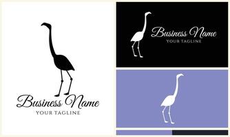 silhouette stork flamingo logo template vector