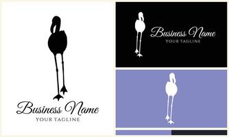 silhouette stork flamingo logo template vector