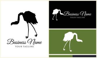 silhouette stork flamingo logo template vector