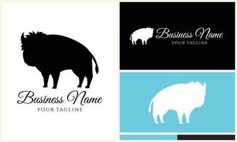 silhouette buffalo bull bison logo vector