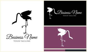 silhouette flamingo vector logo template