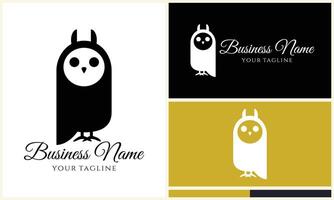 silhouette owl bird logo template vector