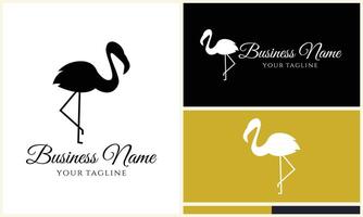 silhouette flamingo vector logo template