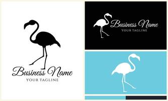 silhouette flamingo vector logo template