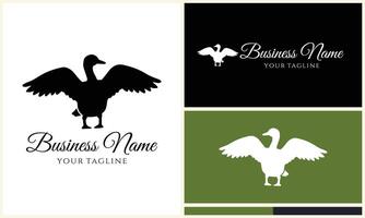 silhouette duck swim logo template vector