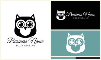 silhouette owl bird logo template vector