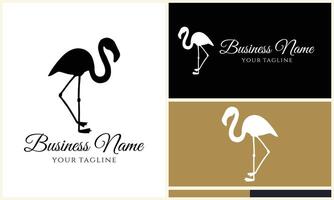 silhouette flamingo vector logo template