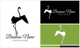 silhouette stork flamingo logo template vector