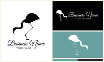 silhouette flamingo vector logo template