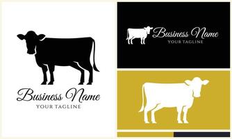 silhouette cow buffalo logo template vector