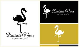 silhouette stork flamingo logo template vector