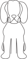 1 contínuo linha desenhando do simples fofa beagle cachorro cachorro ícone. mamíferos animal logotipo emblema conceito. na moda solteiro linha desenhar Projeto gráfico ilustração png