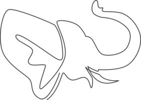 uno singolo linea disegno di grande carino elefante aziendale logo identità. mammiferi zoo animale icona concetto. moderno continuo linea disegnare design grafico illustrazione png