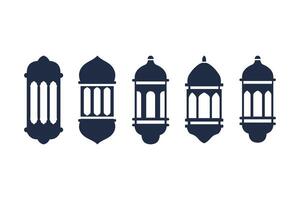 Ramadan or Eid al-Fitr arabic islam lantern or lamp silhouette collection vector illustration