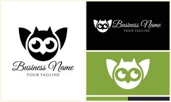 silhouette owl bird logo template vector