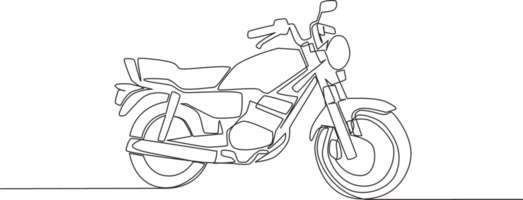 Single continuous line drawing of classic motorbike logo. Rural motorcycle concept. One line draw design illustration png