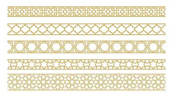 colección de decorativo marcos y sin costura fronteras islámico oriental estilo vector