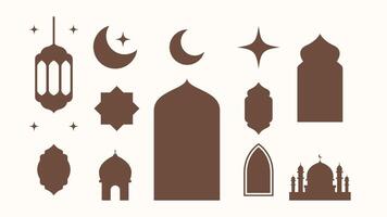 Ramadan icon silhouette collection vector