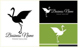 silhouette stork vector logo template