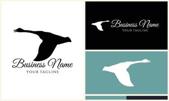 silhouette duck swim logo template vector