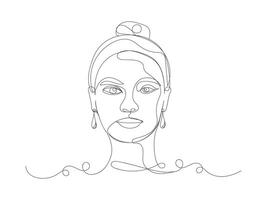 artístico uno línea bocetos de mujer rostro. hembra cara dibujo minimalista línea estilo. vector